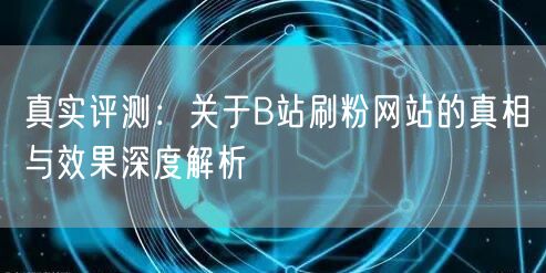 真实评测：关于B站刷粉网站的真相与效果深度解析