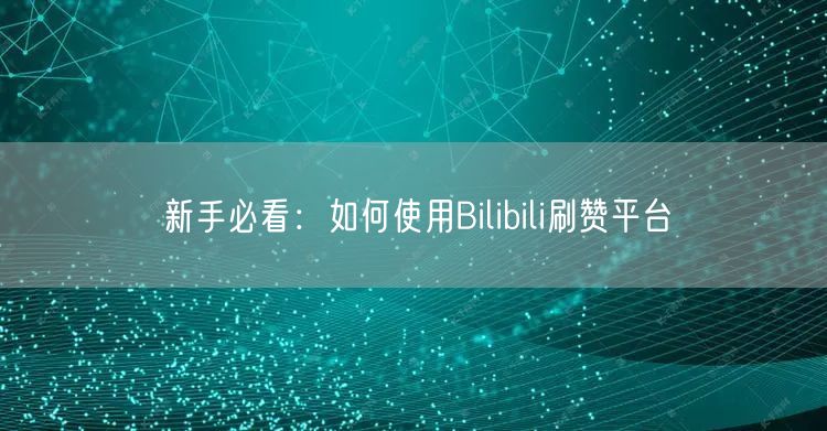 新手必看：如何使用Bilibili刷赞平台
