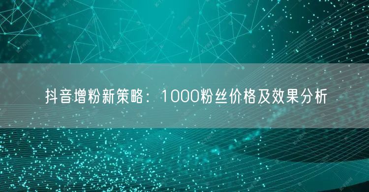 抖音增粉新策略：1000粉丝价格及效果分析