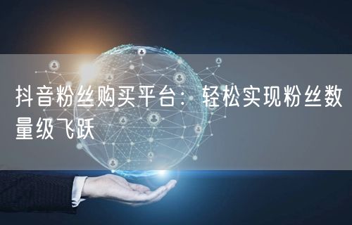 抖音粉丝购买平台：轻松实现粉丝数量级飞跃
