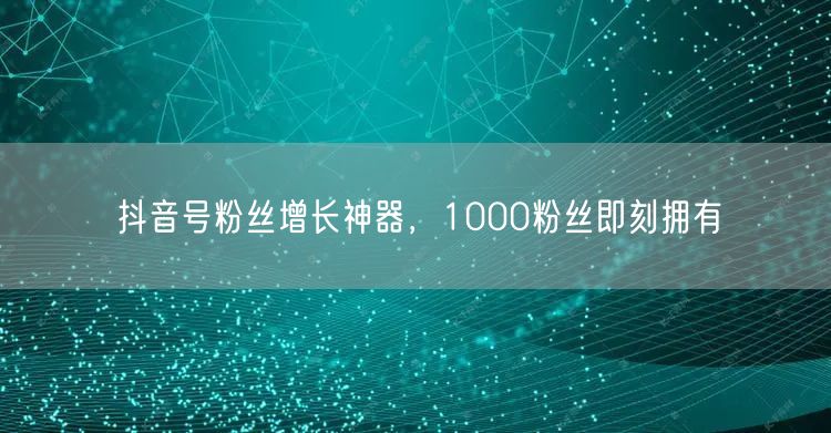 抖音号粉丝增长神器，1000粉丝即刻拥有