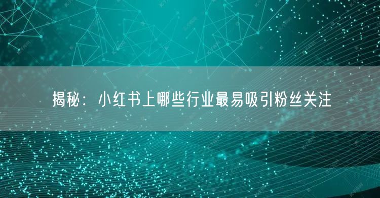 揭秘：小红书上哪些行业最易吸引粉丝关注