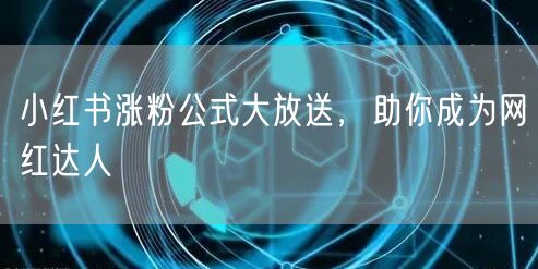 小红书涨粉公式大放送，助你成为网红达人
